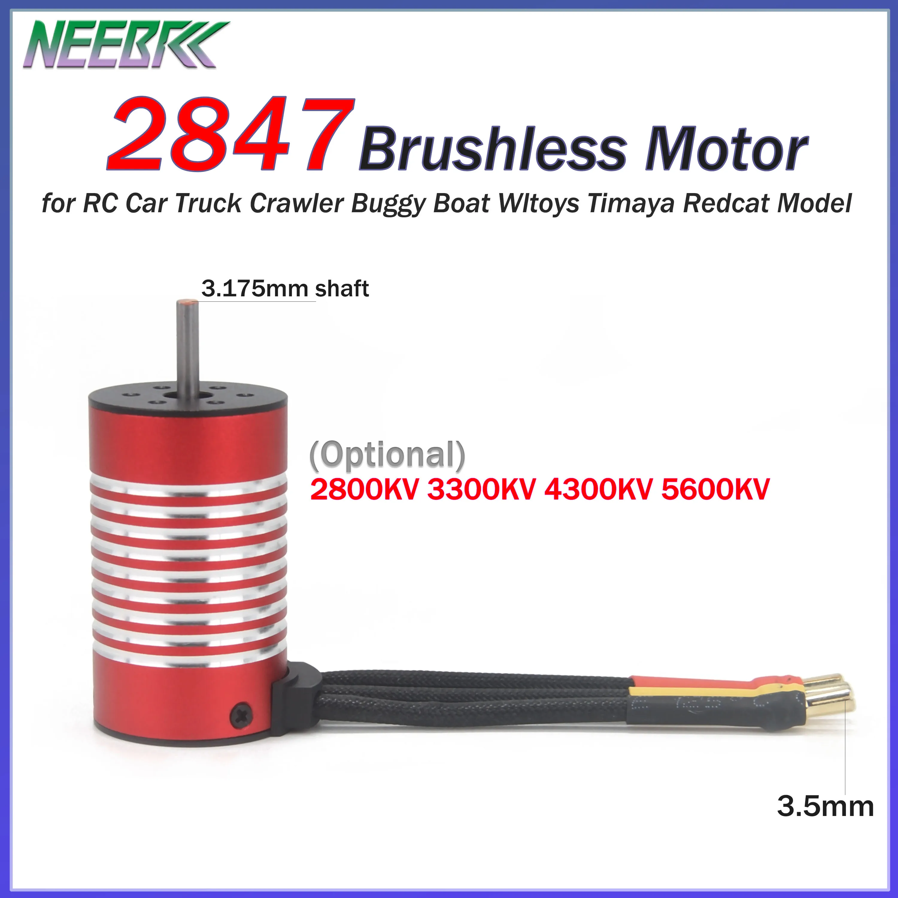 neebrc-2847-ブラシレスモーター-2800kv-3300kv-4300kv-5600kv-3175mm-シャフト-rcカー、トラック、クローラー、ボート、wltoys、timaya、redcatモデル用