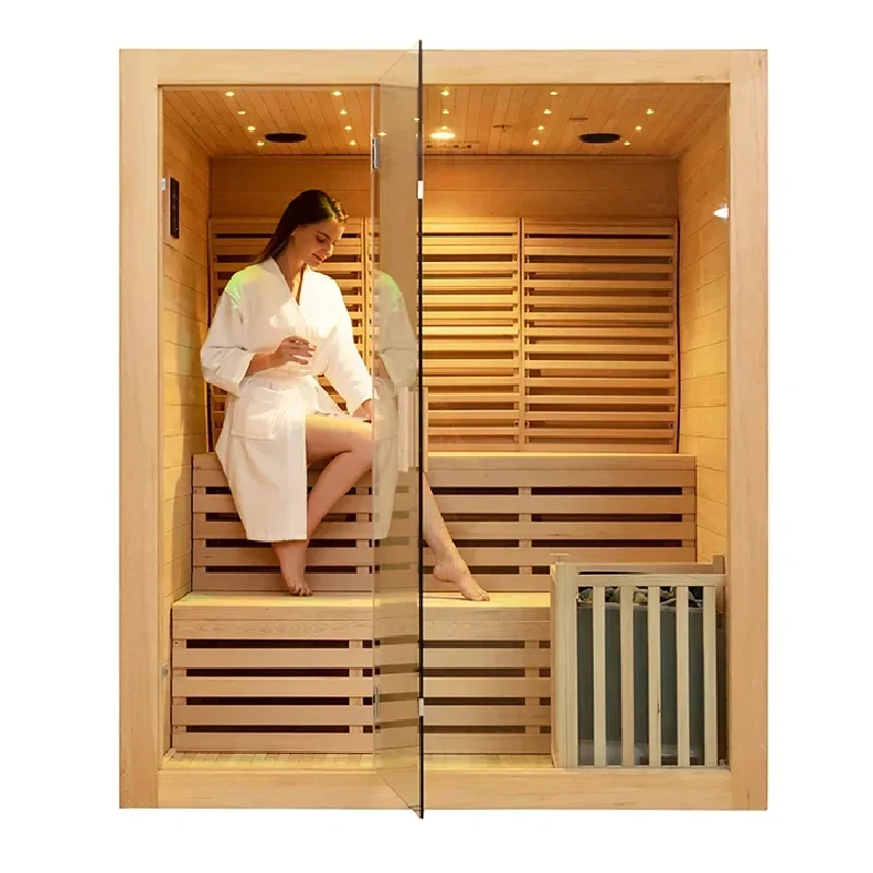 Best Canada Red Cedar Hemlock Wood Indoor Traditional Steam Sauna Room with Low Price