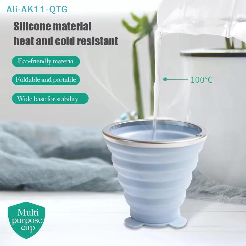 NEW 180/270/320ML Portable Silicone Folding Water Cup Heat Resistant With Lid Collapsible Outdoor Travel Drinking Mug