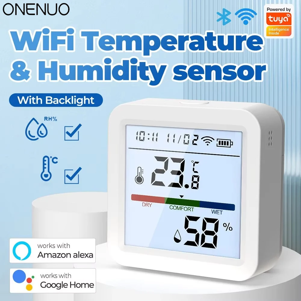 Tuya New WiFi Temperature Humidity Sensor Smart Life Backlight Hygrometer Thermometer Sensor Support Alexa Google Home Assistant