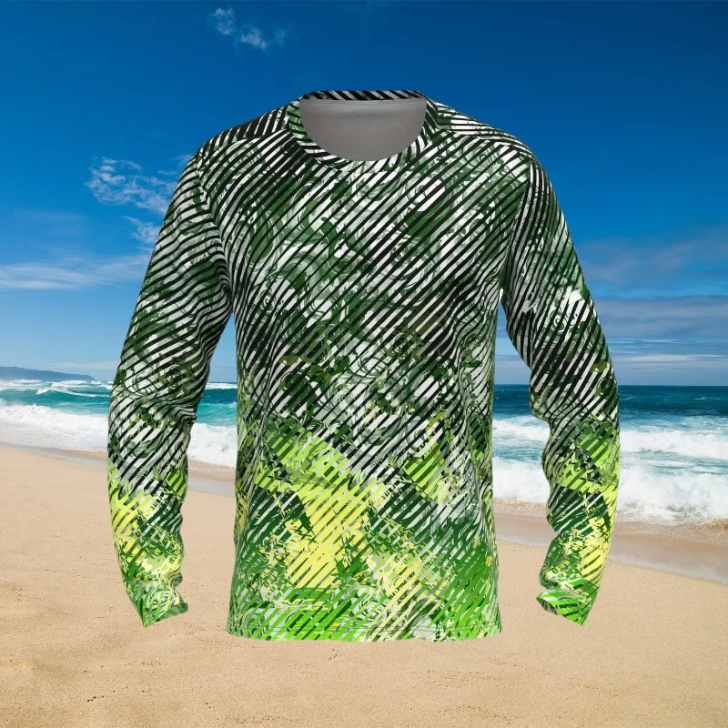 Men's T-shirt Geometric Print Sunscreen Long Sleeve T-Shirt Quick Drying O Collar Protection Fishing Outdoor Loose Tosp Clothing