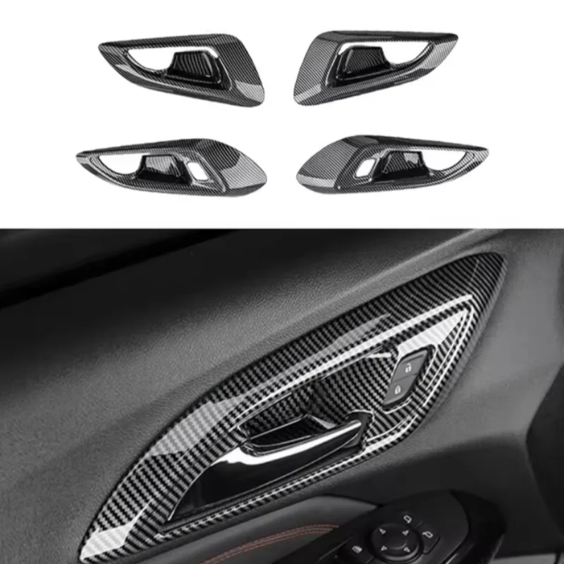 Car Door Handle Bowl Panel Cover Trims LHD For Chevrolet Trax 2023-2024 ABS Carbon Auto Interior Inside Door Handles
