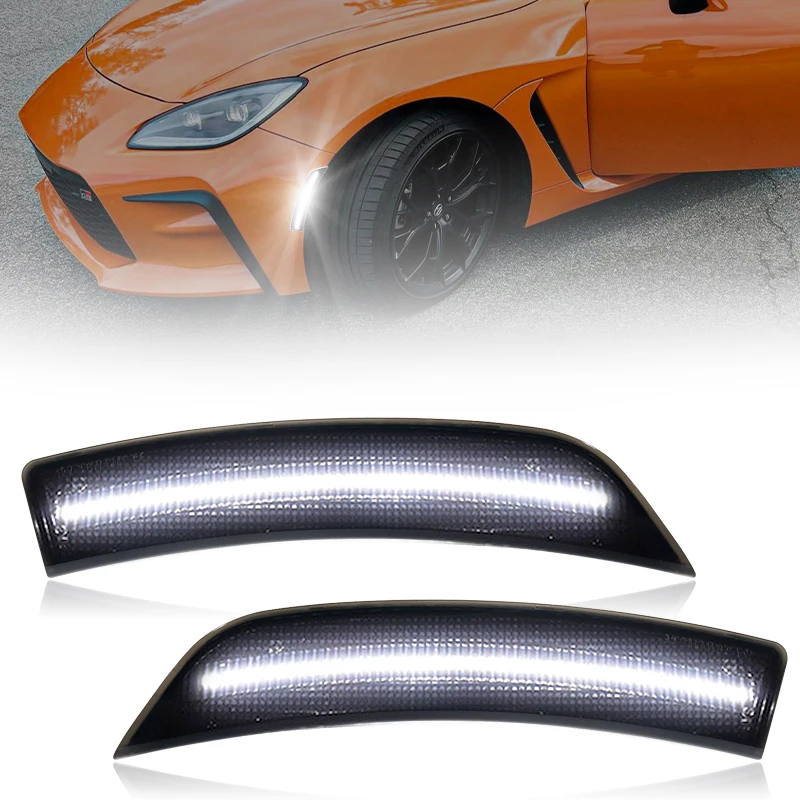 

2 шт. для Toyota GR86 ZN8 Subaru BRZ ZD8 2022 2023 2024 дымчатая линза белый светодиодный передний боковой габаритный фонарь