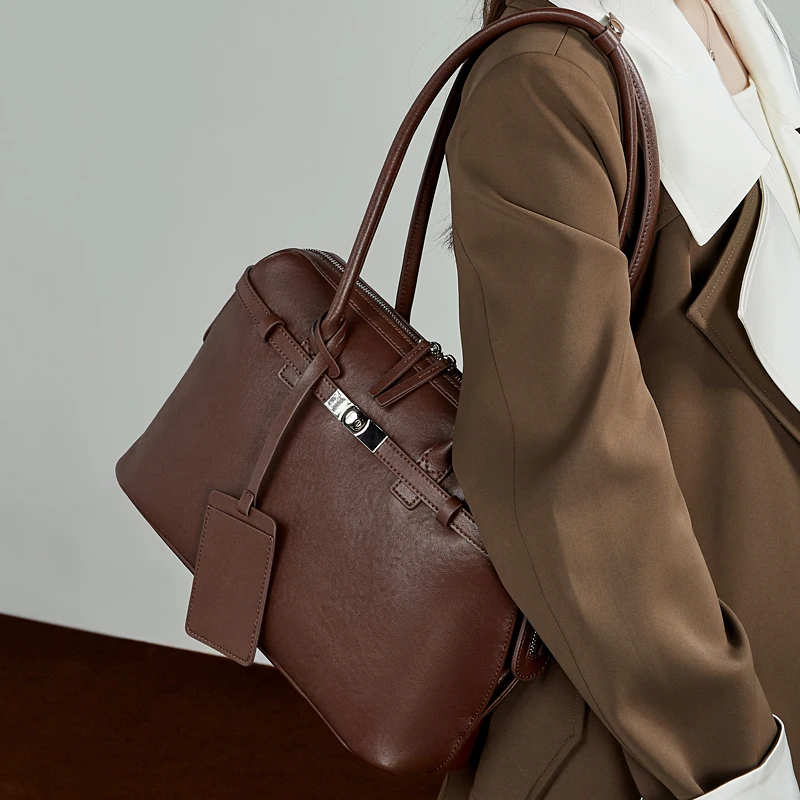 

Toptrends Cowhide Genuine Leather Large Underarm Shoulder Bags For Women 2025 Luxury Designer Work Satchel Tote Ladies Handbags