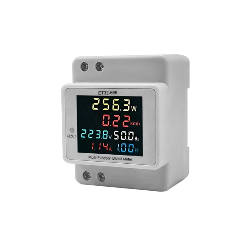 Elektriciteitsmeter Slimme watt-urenteller 220V Spanning Stroom Vermogen Frequentie Factormeter Railtype meter