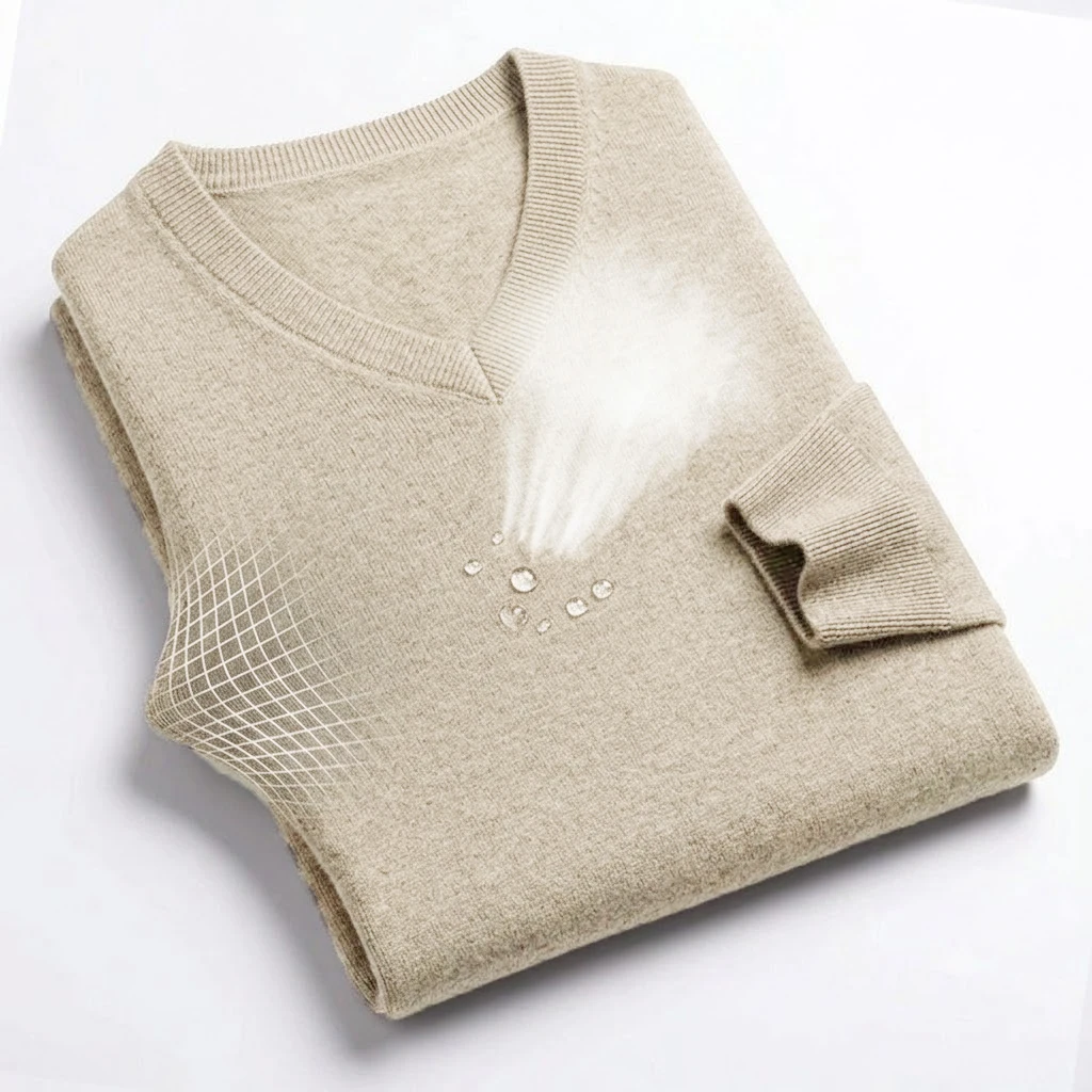 Herbst Herren V-Ausschnitt Strickpullover Slim Fit Langarm Anti-Pilling Pullover Einfarbig Trend Herren Streetwear Luxus Business – Detail 6