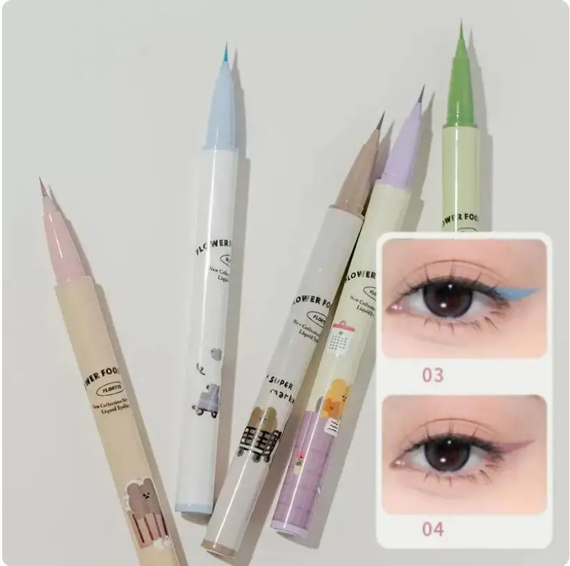 FLORTTE Flower Food Bear Series Eyeliner 0.01mm Ultra Fine Long Lasting Play Makeup Eyeliner Beauty Cosmetics