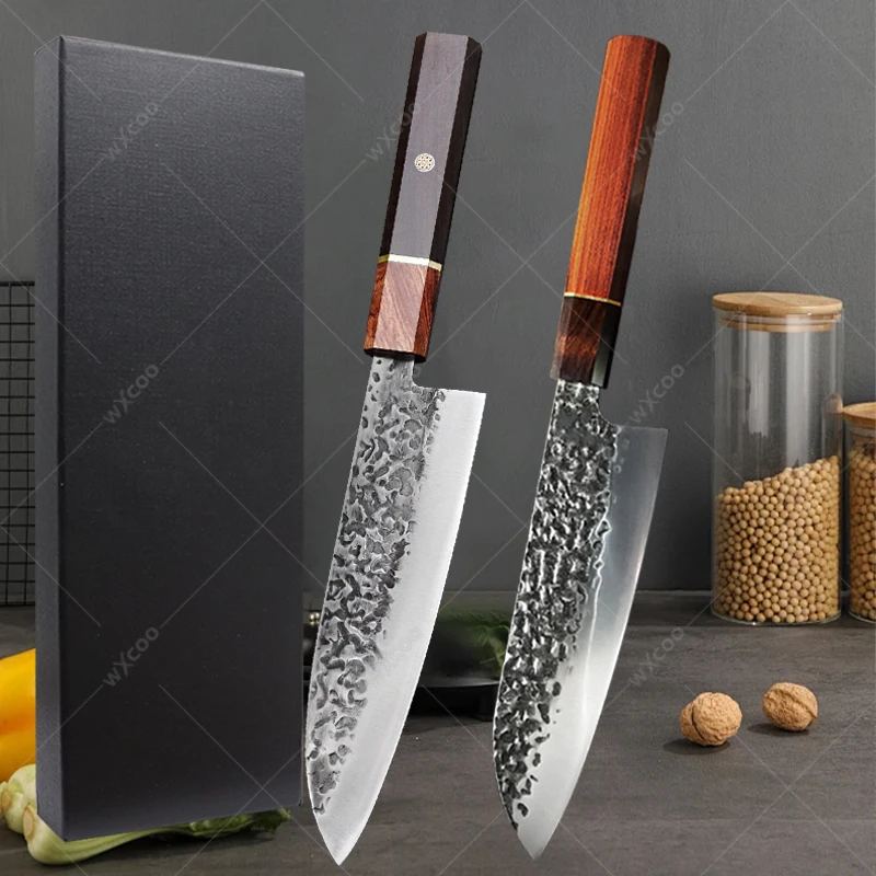 

Professional Chef Knife High Carbon Japanese Santoku Knife Meat Cleaver Kitchen Knives Sushi Salmon Slicer Knife with Box