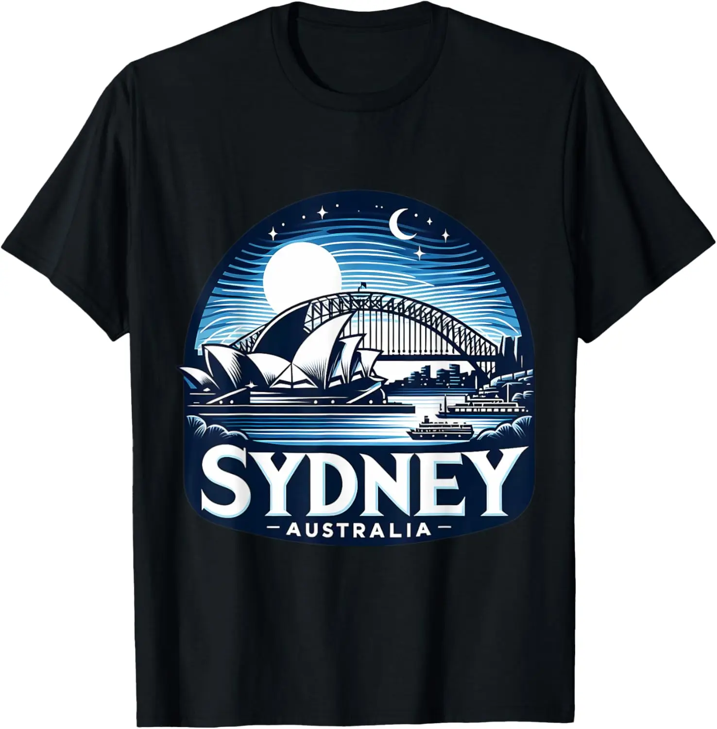 Sydney Australia New South Wales Opera House Bridge Souvenir T-Shirt Funny Shirt Men and Women Short Sleeves Vintage Clothes