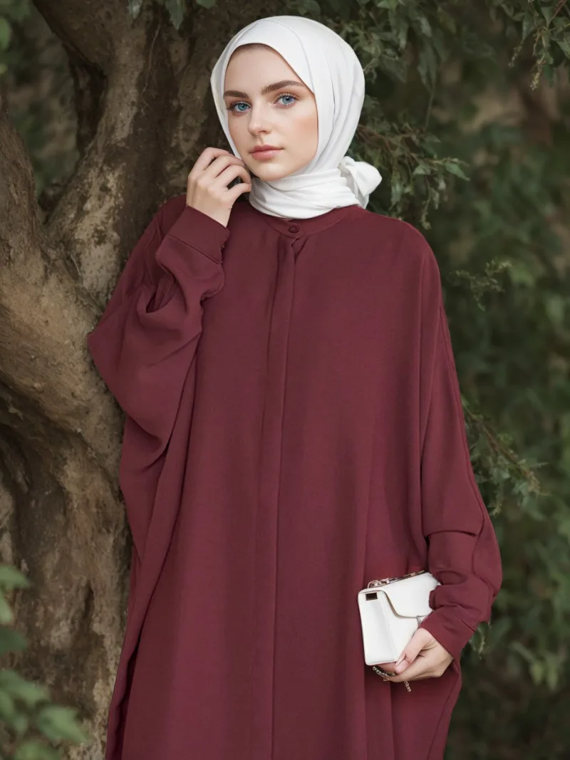 Ropa de oración de Ramadán, Túnica musulmana de Color sólido, manga de murciélago informal, Islam Ramadán Abaya, Oriente Medio Turquía, moda, 2022