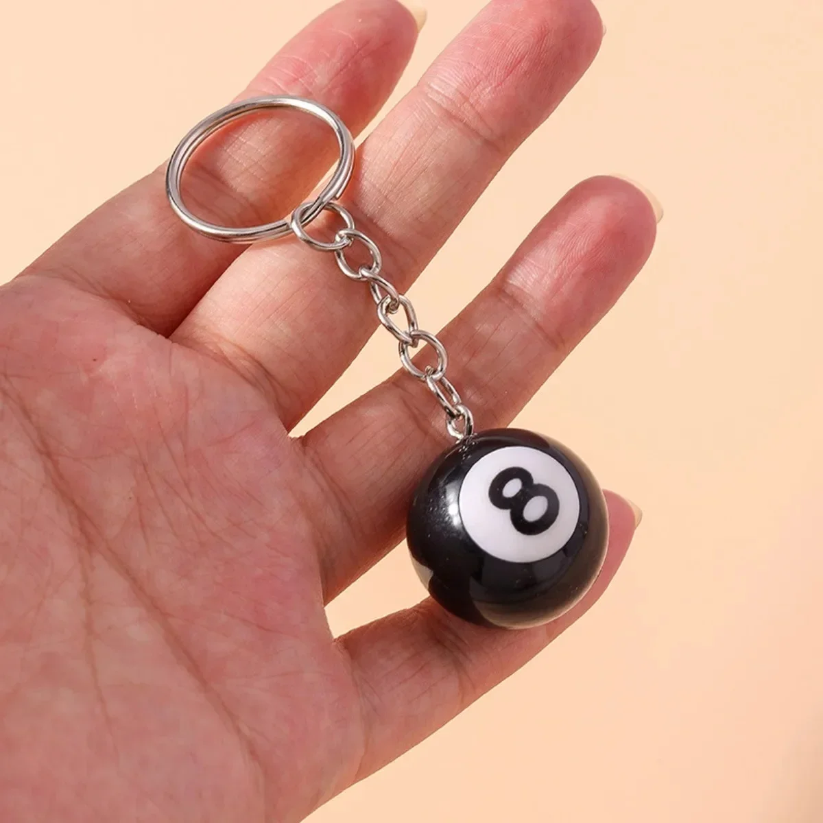 25mm Black No.8 Billiard Keychain Mini Ball Pendant Key Ring Resin Keyring Bar Table Decoration Jewelry Game Souvenir Gift