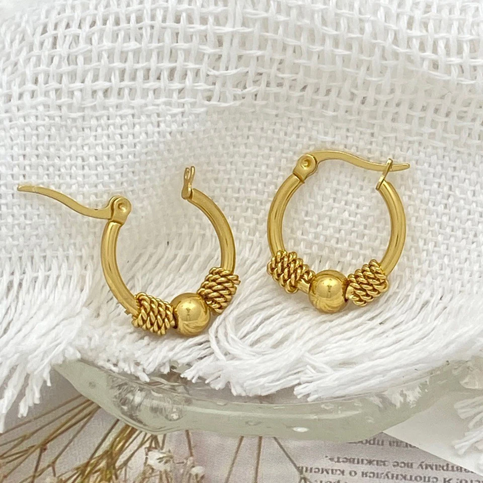 ZAKOL 316L Edelstahl Goldene Hohlgeflechtte Ohrringe in Kreisform für Damen, modischer Ohrschmuck, Partygeschenk für Damen – Detail 5