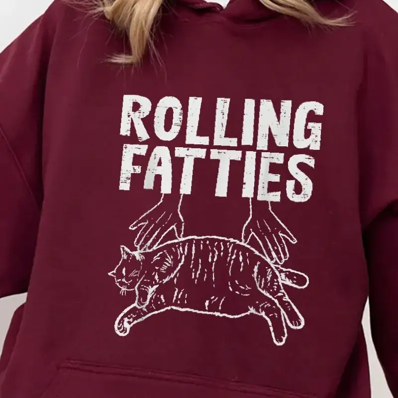 

Aesthetic Sweatshirt Long Sleeves Stylish Pullover Y2K Graphic Hoodies Crew Neck Unisex Casual Daily Wear Rolling Fatties