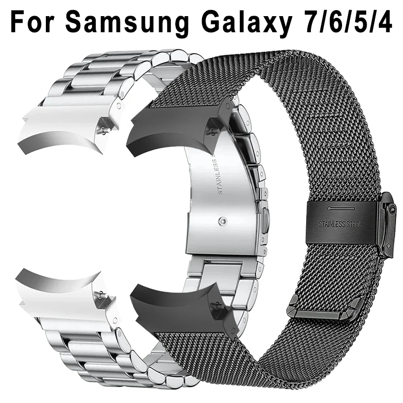 삼성 갤럭시 시계 7 6 5 4 40mm 44mm 5Pro 45mm 금속 밴드 갤럭시 시계 6 4 클래식 47mm 46mm 43mm 용 간격 없음 스틸 스트랩