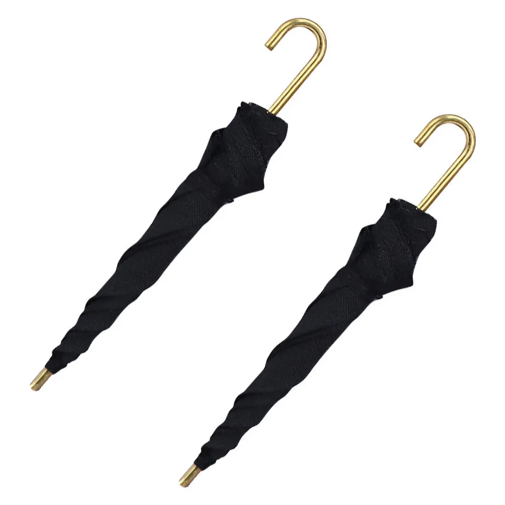 

2 миниатюрных черных зонтика для декора кукольного домика, реквизит для фотосъемки, коллекция миниатюрных зонтов для кукольных домиков