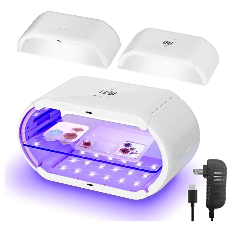 96W UV Resin Lamp:Double-Sided UV Lamp With Digital Display Timing Function-For Craft Decoration Jewelry Making US Plug