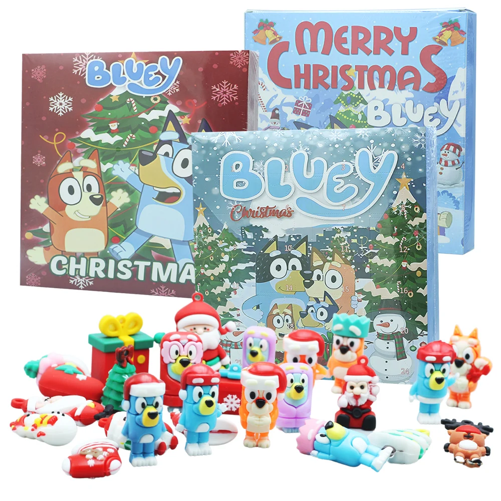 Nuevo Calendario de Adviento de Navidad Bluey 2026, Caja Sorpresa de Navidad, Caja Sorpresa con Cuenta Regresiva de 24 Días, Juguetes para Niños, Regaloq