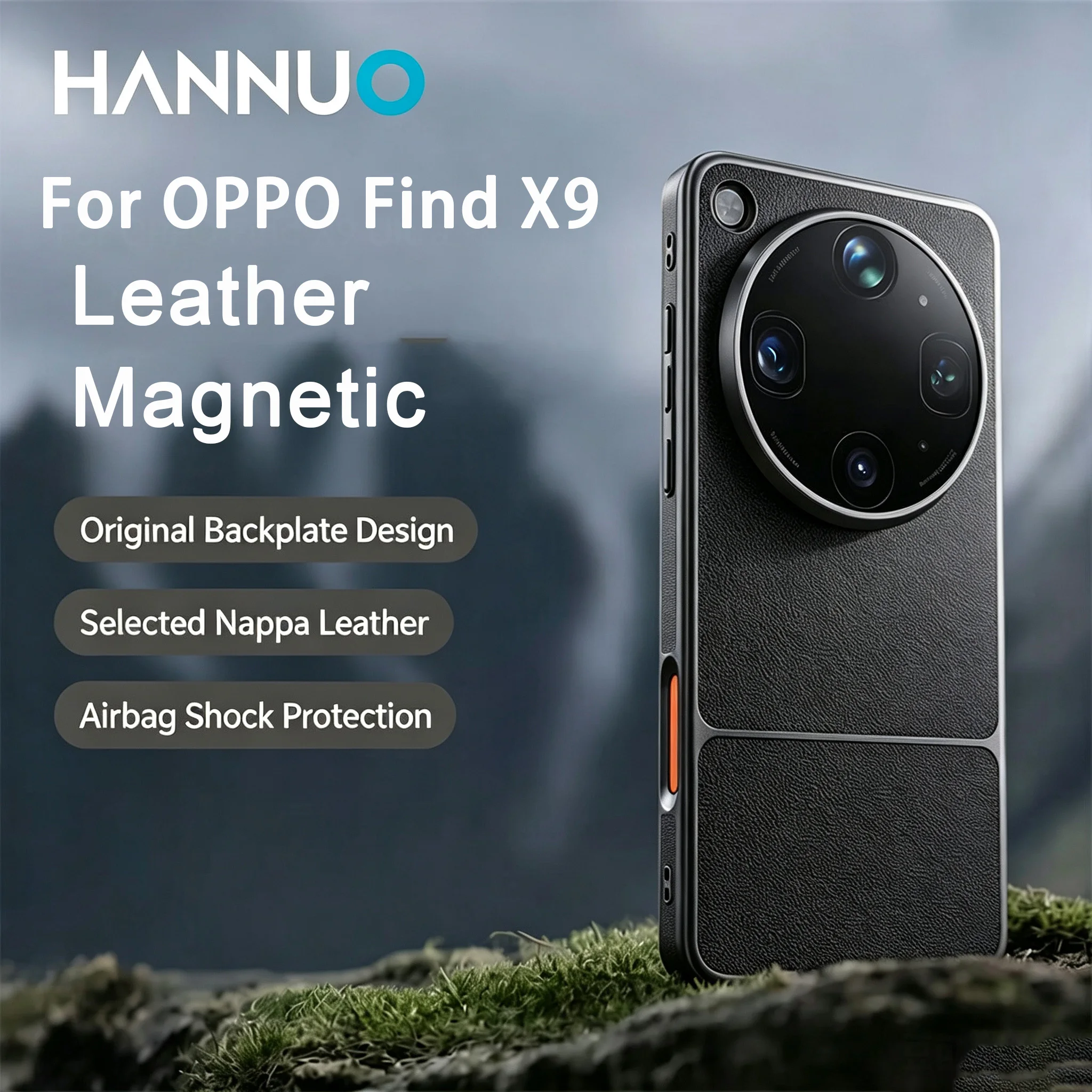 HANNUO OPPO용 자석 보호 케이스 Find X9 Ultra 케이스 가죽 전기도금 커버 쉘 방진 휴대폰 케이스