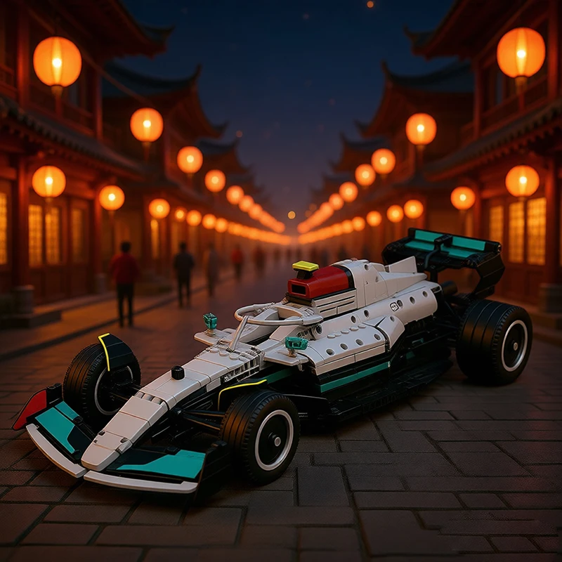 NEW 2477Parts Open Wheel Racing Vehicle Model MOC Custom Puzzle Diy Assembly Building Bricks Sports Vehicle Toy Collection Gift
