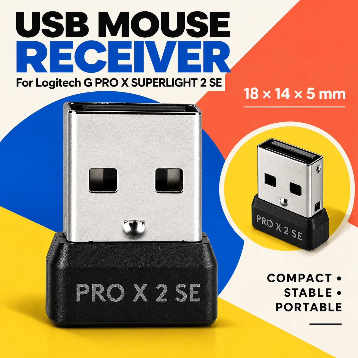 USB Dongle Mouse Receiver Adapter Replacement for Logitech G PRO X SUPERLIGHT 2 SE Pairing USB Receiver Replacement Quick Setup