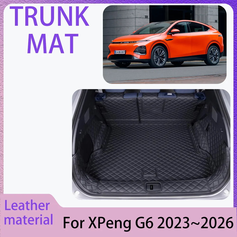 

Для XPeng G6 2024 ~ 2026 2025 автомобильные кожаные чехлы для багажников, водонепроницаемые, для предотвращения царапин, коврик для багажника, лоток, аксессуары для защиты салона