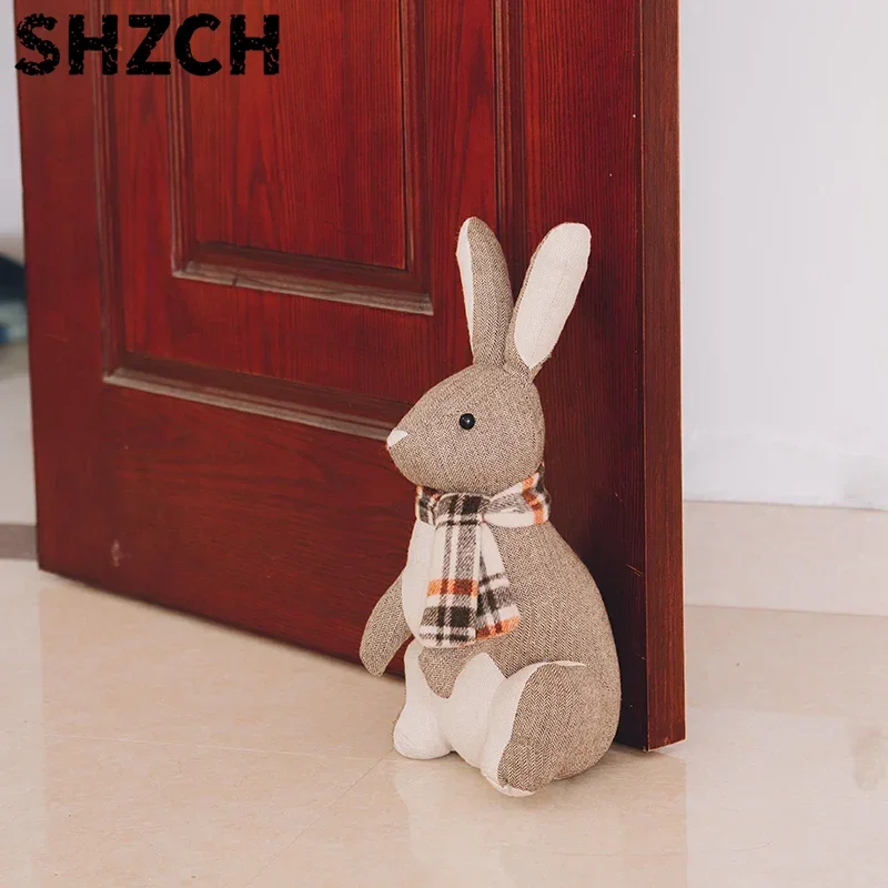 Decorative Door Stops for Home and Office, Rabbit Weighted Interior Doorstop Fabric Stuffed Bunny Floor Decorative Oranment