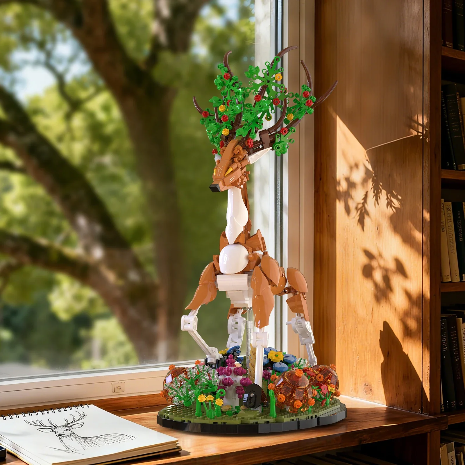 ตัวต่อรูปสัตว์กวางซิก้า 1220 ชิ้น ของเล่นตัวต่อรูปสัตว์ป่า กวางเอลก์ ของตกแต่งโต๊ะทำงาน ของเล่นเสริมพัฒนาการเด็ก ของขวัญวันหยุด