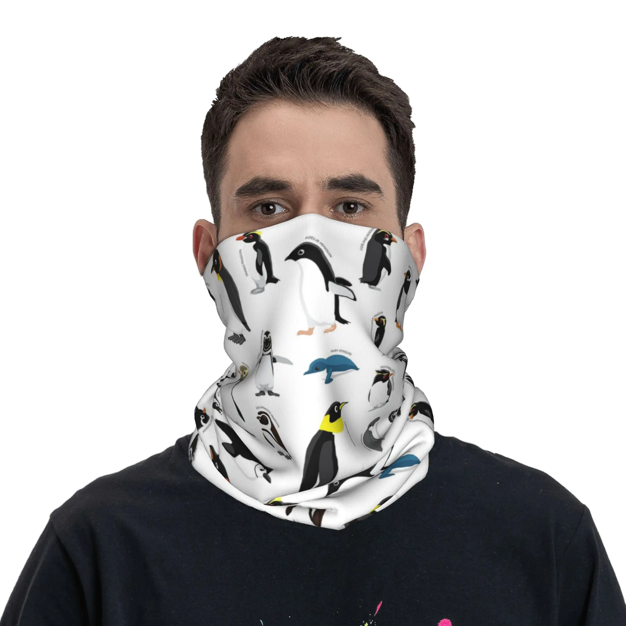 

Penguins Bird Various Species Collection Bandana Neck Cover Printed Magic Scarf Balaclava Running for Men Women Adult Windproof