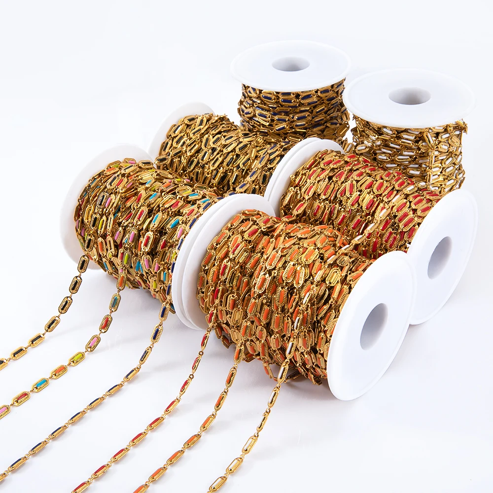 1 m colorful Enamel Cuban chain men and women thicken necklace accessories stainless steel bulk chain for diy jewelry making