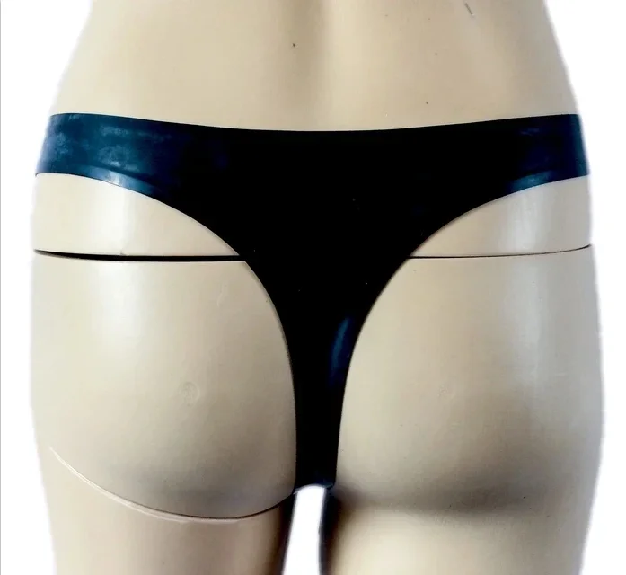 

Natural Latex Fashion Sexy Women's Black Briefs Fetish Underpants Underwear Female's Panties Shorts Basic Thong Briefs