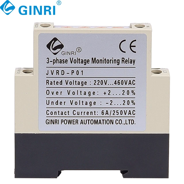 Three Phase AC 220V 400V Adjustable Automatic Voltage Monitoring Relay Overvoltage Undervoltage Protector