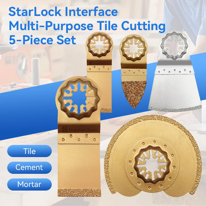 

5 Pieces Set Multi-Purpose Saw Blades Tile Cutting StarLock Interface for Cutting Brick Cement Marble Glass
