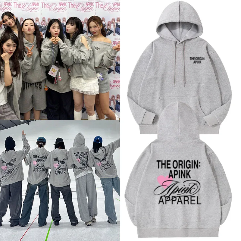 

Худи APINK2026 Concert the Origin: Свободная толстовка из чистого хлопка с флисом, дышащая, удобная, для повседневной носки, для девочек