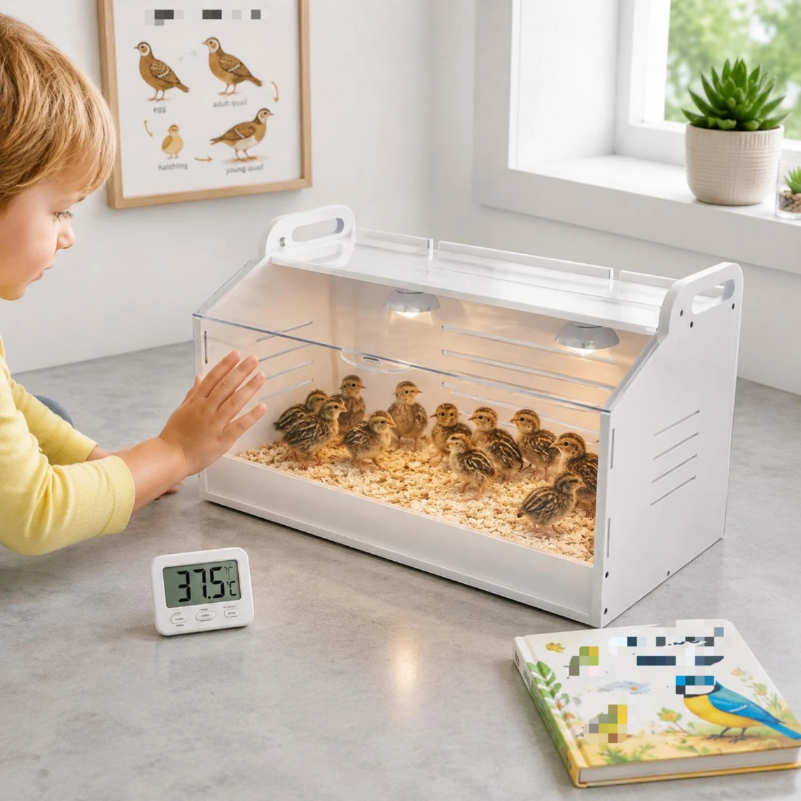 Breeding Incubator Box Ventilated Chick Brooder Box Cold-Blooded Pet Embryo Container Incubator Raised Lip Brooding Chamber view 5