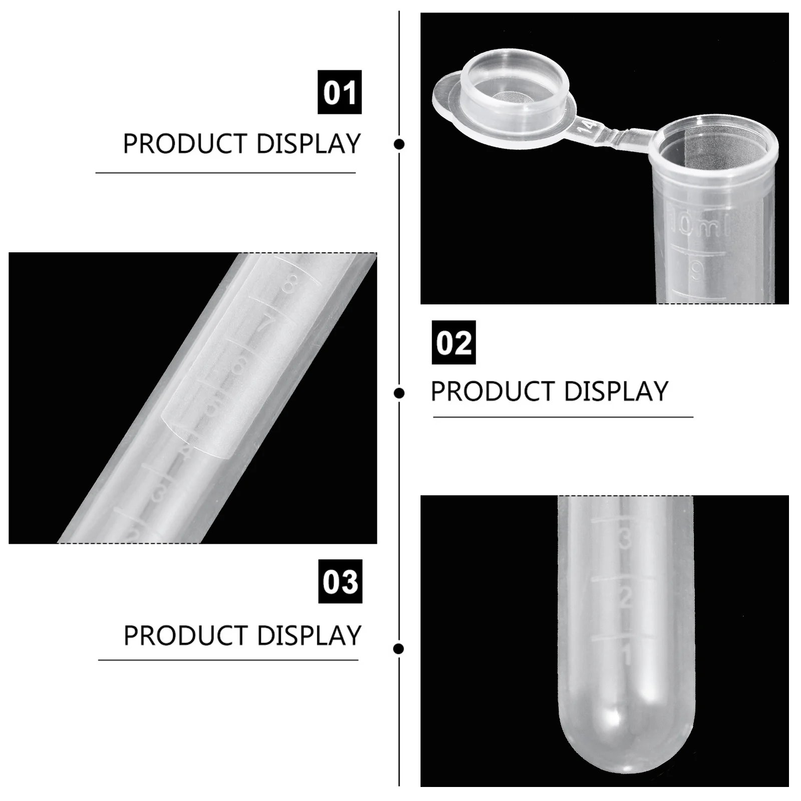 100 قطعة 10 مللي أنابيب الطرد المركزي البلاستيك مختبر أنابيب الاختبار مع مقياس لتجربة العلوم الكيمياء الحيوية الأحياء الجزيئية #5