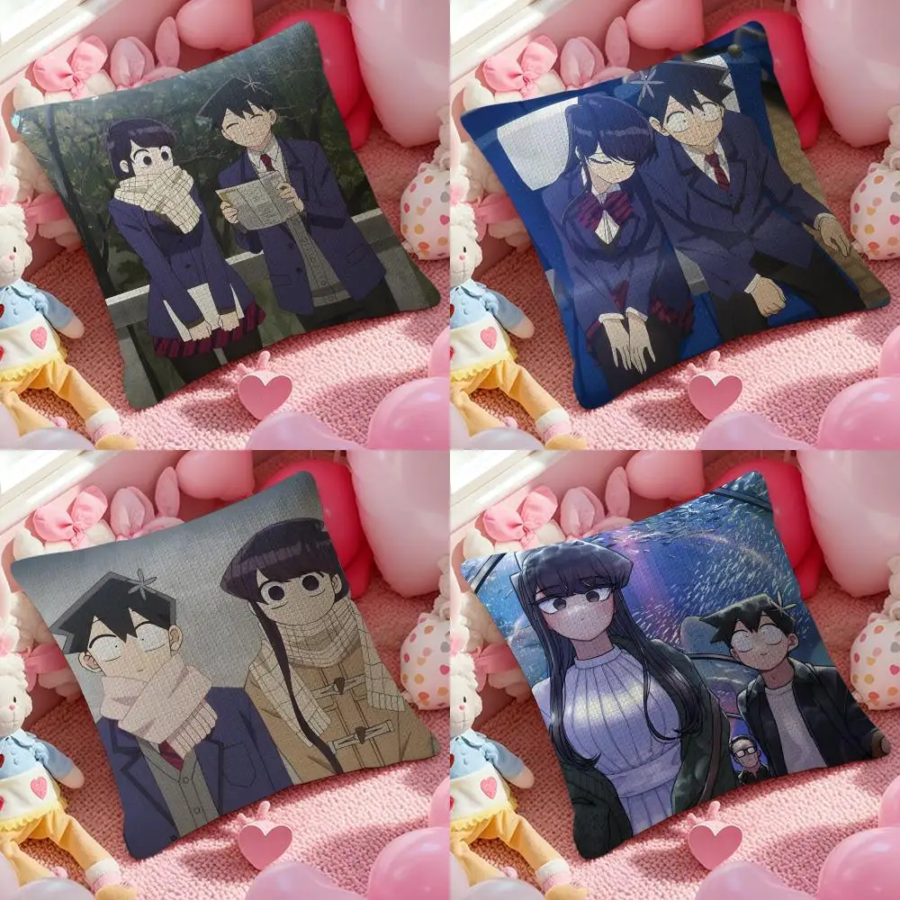 K-Komi Cant Communicate Anime Cartoon Pillow Case Pattern Printed Pillowcase for Living Room Sofa Cushion Cover & Bedroom Decor
