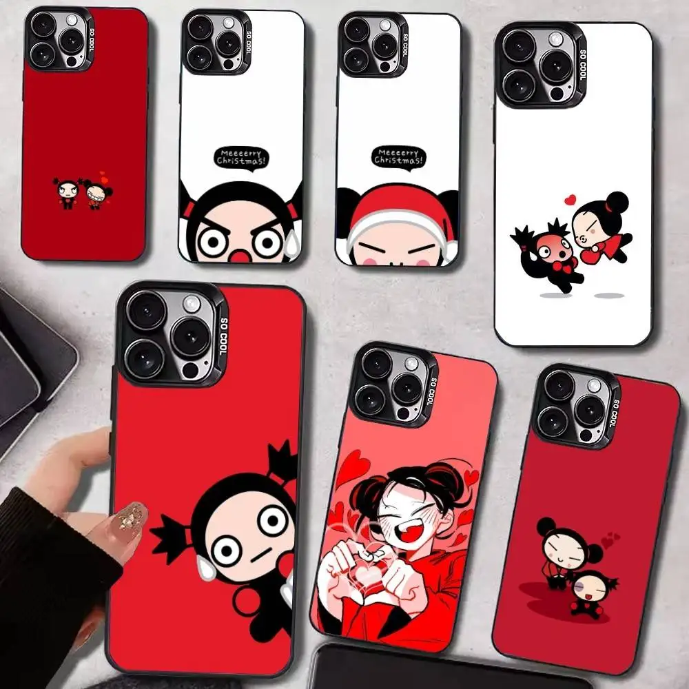 

Cute Love P-Pucca Phone Case For iPhone 17,16,15,14,13,12,11 Plus,Pro Max,Colored Silver Phone Case