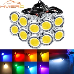 10pcs Car LED Bulb DRL Daytime Running Light Silver Shell 12V Fog Eagle Eye Auto Trunk Signal Lamp Super Bright Waterproof 23mm
