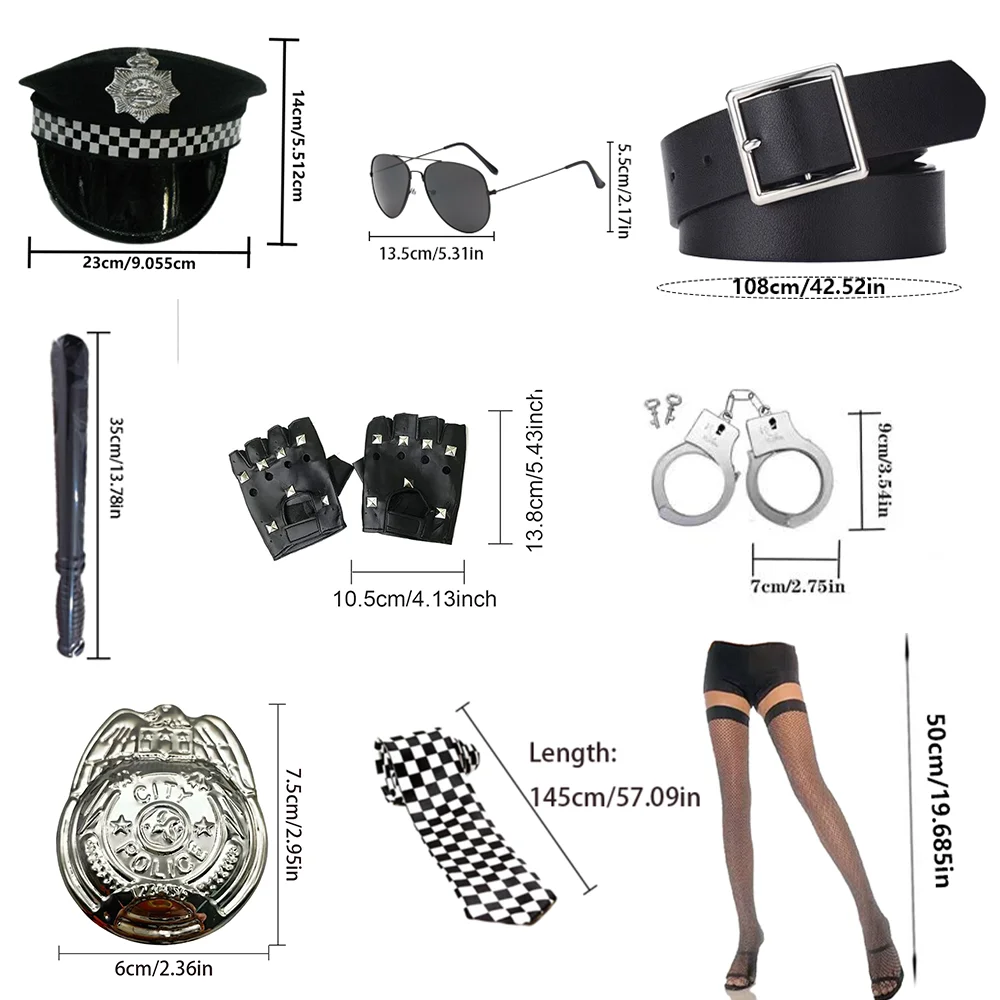 Conjunto de acessórios de 5 peças para fantasia de oficial PESENAR, trajes de festival para festa de Halloween do FBI Swat