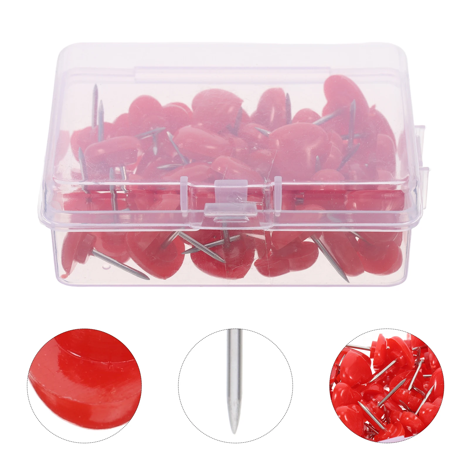 

50pcs Heart Shaped Push Pin Plastic Thumb Tacks Cork Board Decorative Bulletin Office School Map Marker Sign