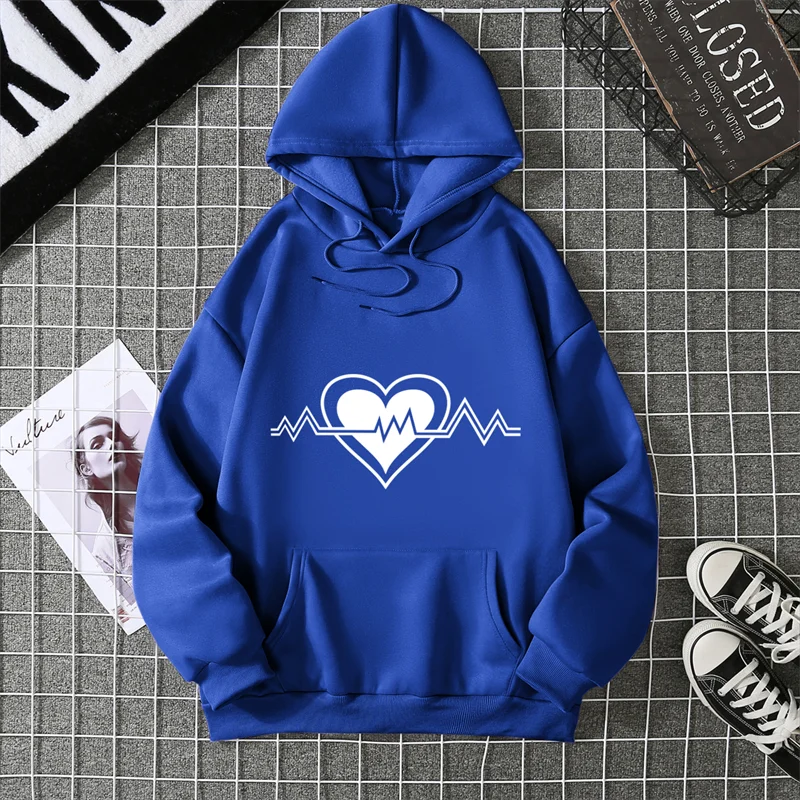 Mode Damen Herz Gedruckt Hoodies Frauen Sweatshirt Weiche Beiläufige Lose Vintage Hoodies Herbst Winter Weibliche Koreanische Warme Tops
