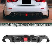 Rear Bumper Diffuser Lip Spoiler with Red Light Indicator for Infiniti Q50 Sedan 2014-2017 Base Version Rear Bumper Modification