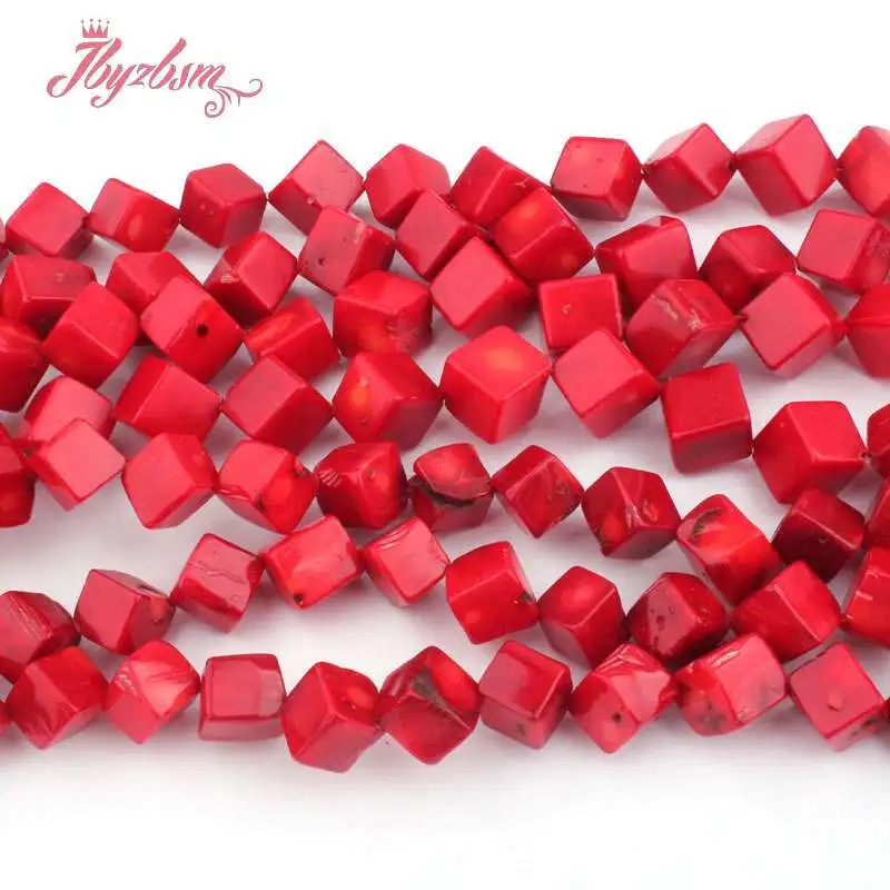 8-9 ,9-10mm Square Cube Red Coral Beads Natural Stone Beads For DIY Accessories Necklace Bracelet Earring Jewelry Making 15\