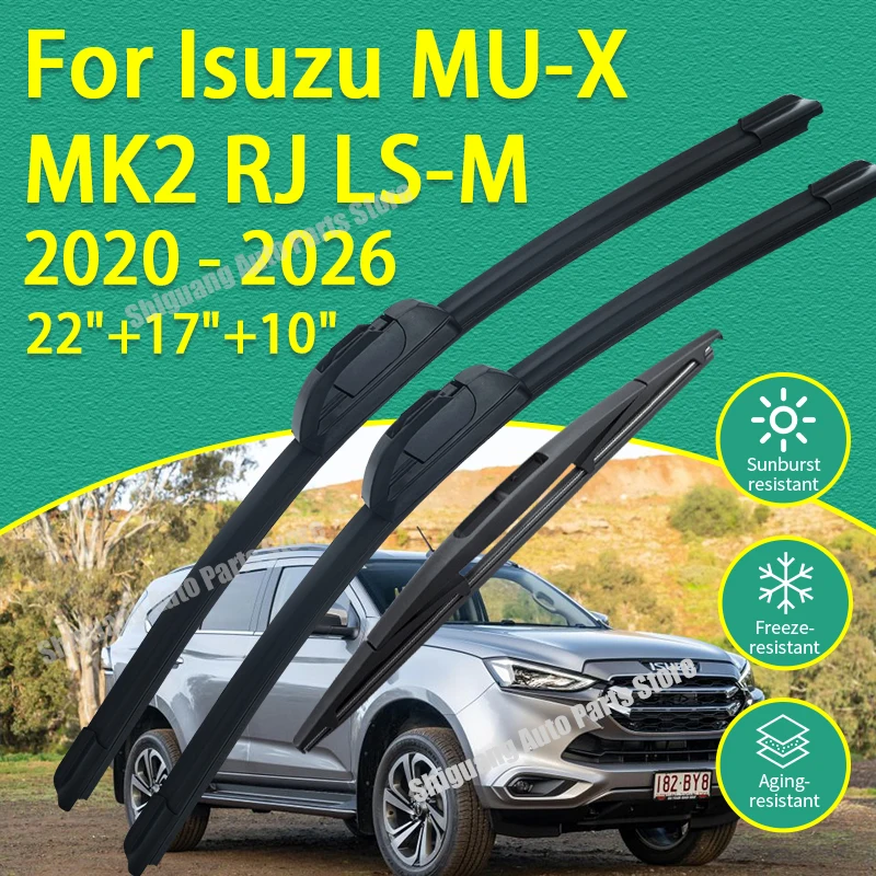 

Front Rear Silicone Coating Wipers for Isuzu MU-X MK2 RJ LS-M 2020 - 2026 Car Wiper Windshield Windscreen Blades Accessories