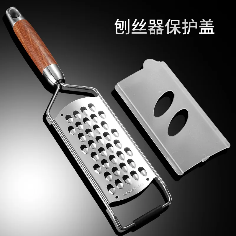 304 Stainless Steel Grater Multi Function Kitchen Tool with Rosewood Handle for Fruits Vegetables