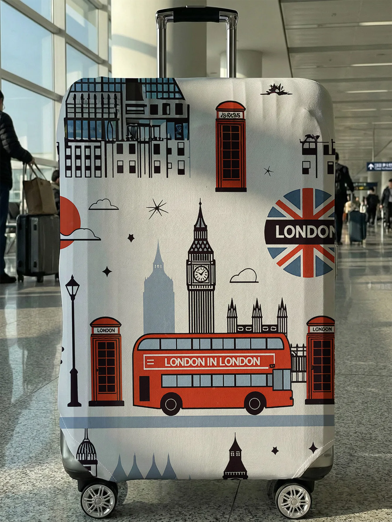 

London Landmarks Print Luggage Cover, Suitable for 18-32 Inch Luggage Cover, Luggage Handle Glove, Travel Accessories