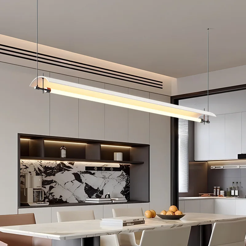 Nordic Linear Pendant Light for Dining Room Office Reception Bar Study Zen Room Japanese Tea House Modern Minimalist Hanging