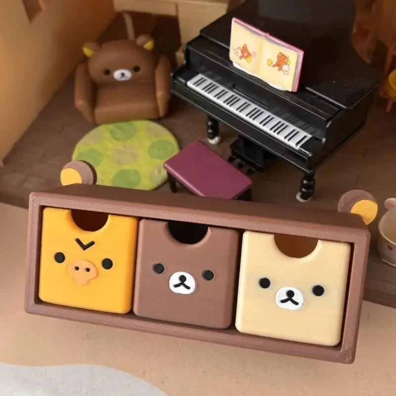 Rilakkuma mini Storage Box Drawer cartoon desktop Miscellaneous Storage Cosmetics Hair Clip Storage Box Decoration