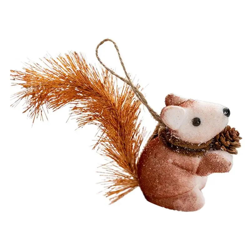 Squirrel Christmas Ornament Squirrel Decoration With Pinecone Holiday Ornament Animal Pendant For Home Decoration