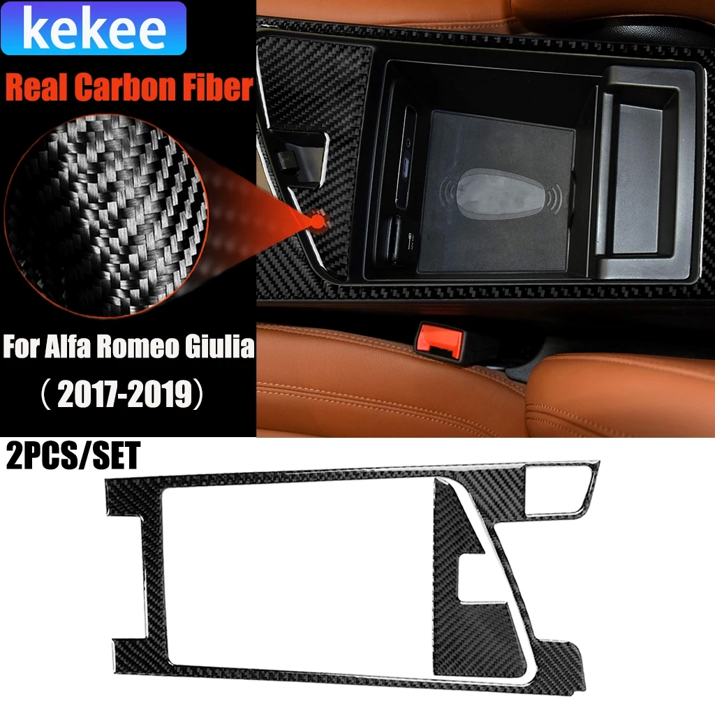 

Carbon Fiber Car Accessories Center Armrest Storage Modified Interior Trim Cover Soft Sticker For Alfa Romeo Giulia 2017-2019